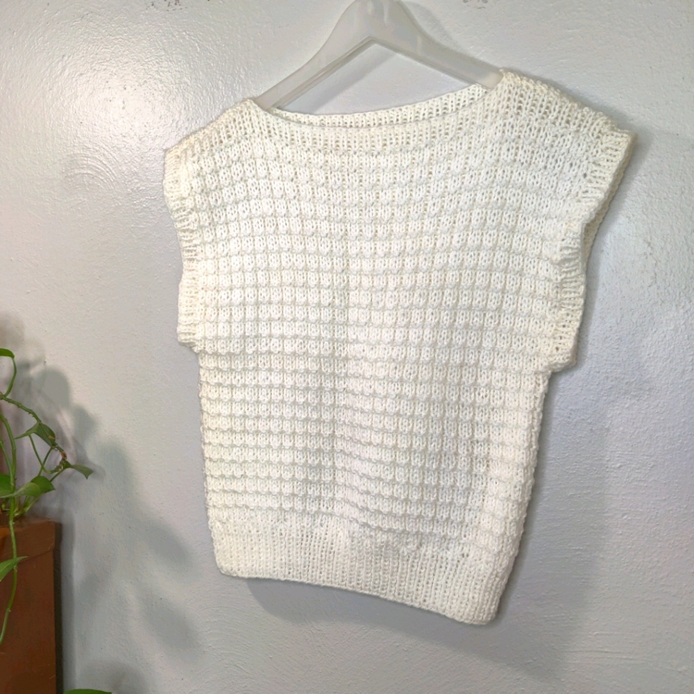 Vintage Hand Knit Sweater Medium to Large Ivory